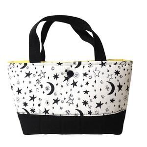 SNAP PURSE / MOON N STARS with YELLOW LINER/ Magic bag / tarot tote